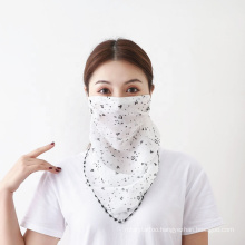 2020 Protection Women Chiffon Earloop Face Mask Veil Shield Neck Scarf Cover Floral Print Cycling Face Mask